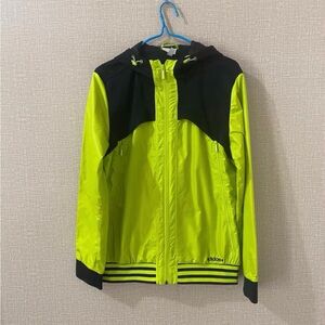 adidas Kids Neon Yellow and Black Hooded Windbreaker Jacket